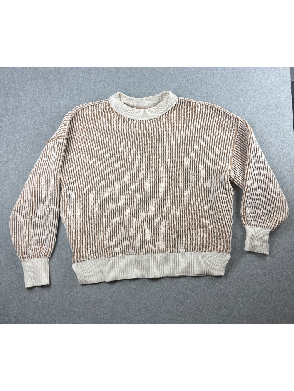 Aerie Beyond Chenille Striped Chunky Knit Mock Neck Sweater Size S